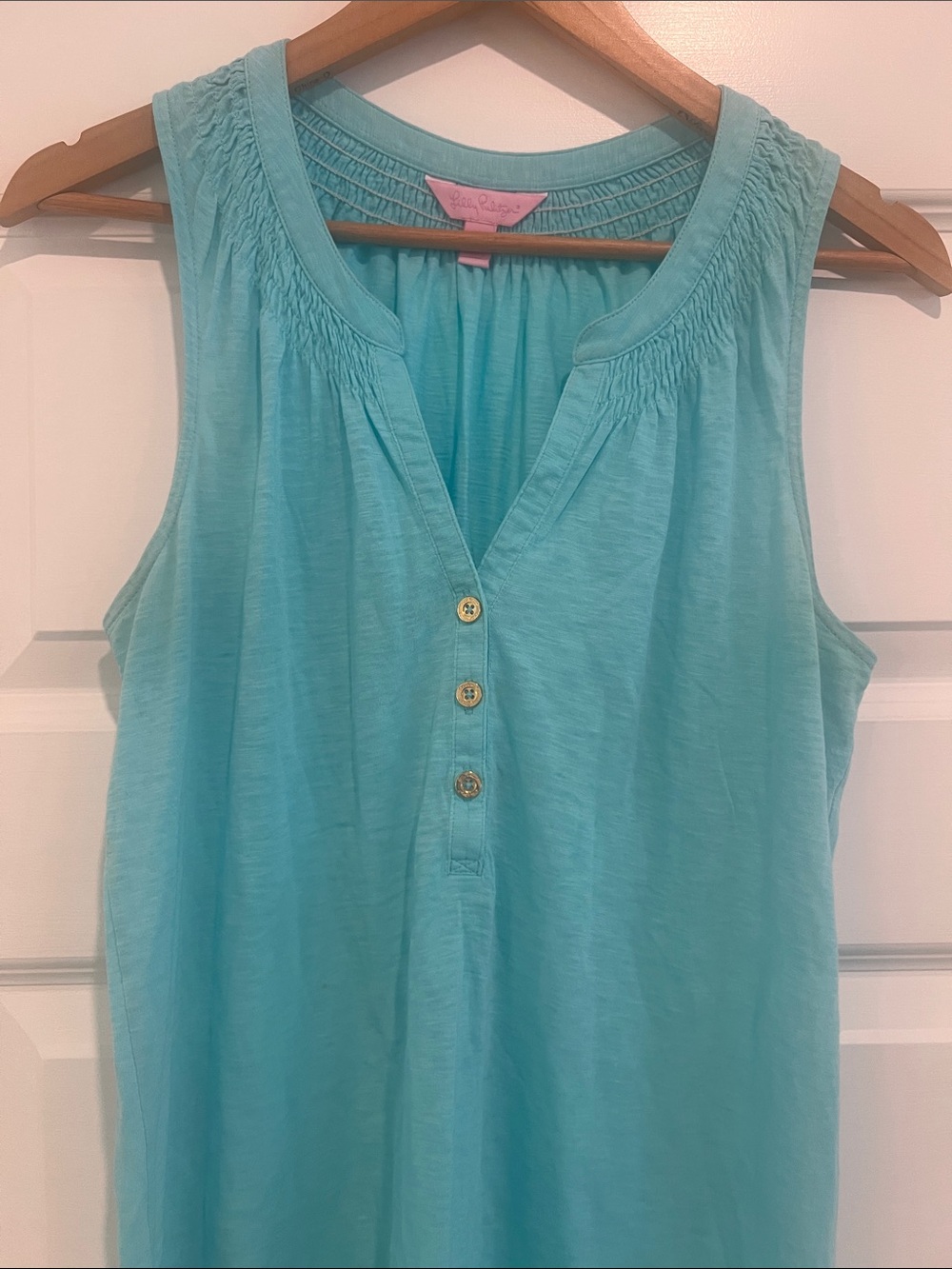 Lilly Pulitzer Turquoise Sleeveless Henley Tank